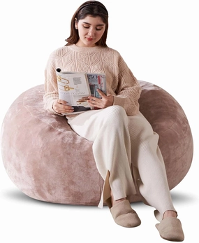 3FT,Bean Bag Chair，Bean Bag with Filling，Highly Resilient Memory Foam ，Round Plush Bean Bag，mueble para sala modernos，Leisure Read Chair Suitable for Bedroom and Dormitory(Pink)