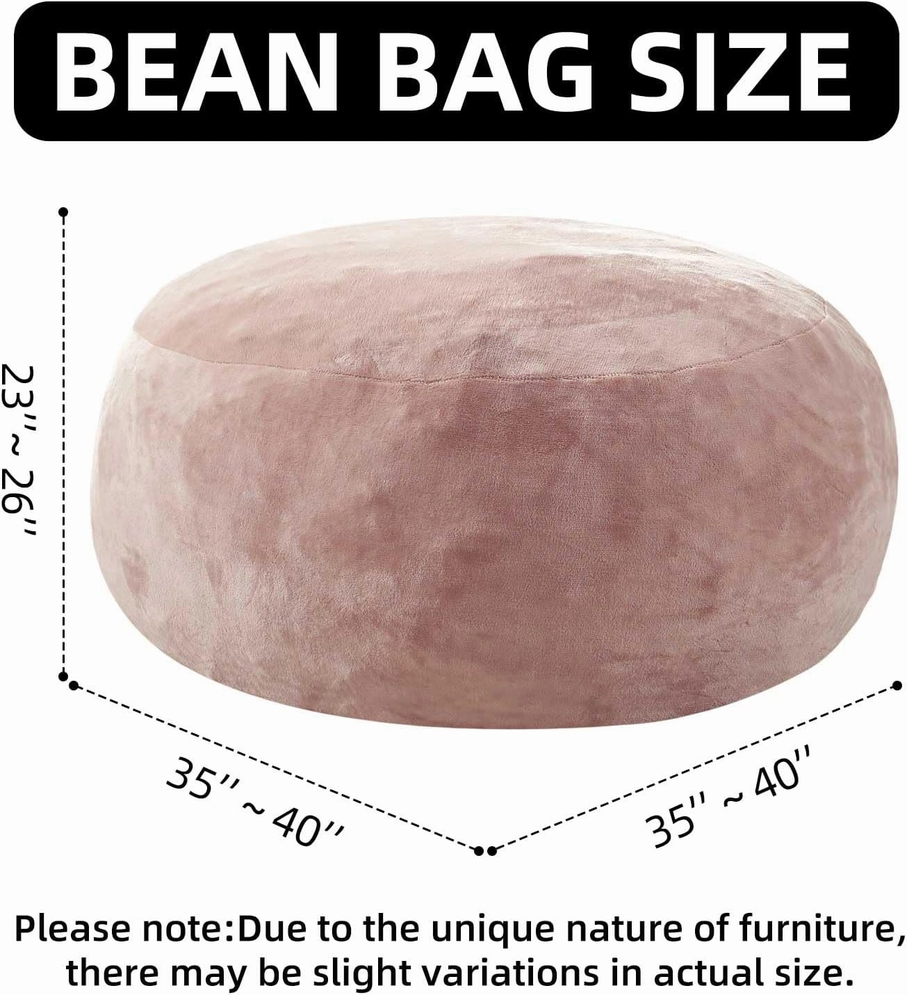 3FT,Bean Bag Chair，Bean Bag with Filling，Highly Resilient Memory Foam ，Round Plush Bean Bag，mueble para sala modernos，Leisure Read Chair Suitable for Bedroom and Dormitory(Pink)