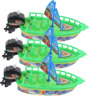 3pcs Clockwork Boat Toy Bath Toy Shower Windup Boat Bathtub Toy Pull & Go Boat Toy Plastic Playes Toddler Tub Bath Toys for Kids Wind-up Sailboat Toy Floating Boat Toy Child