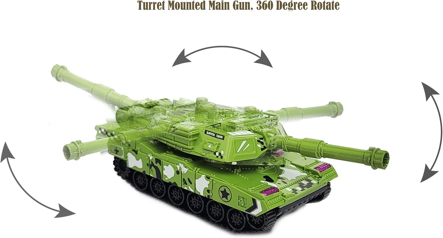 4 Pack Friction Powered Cars Pull Back Toy Cars Set - Military Tank, Car, Military Bike, Pull and Go Toy Cars for Boys