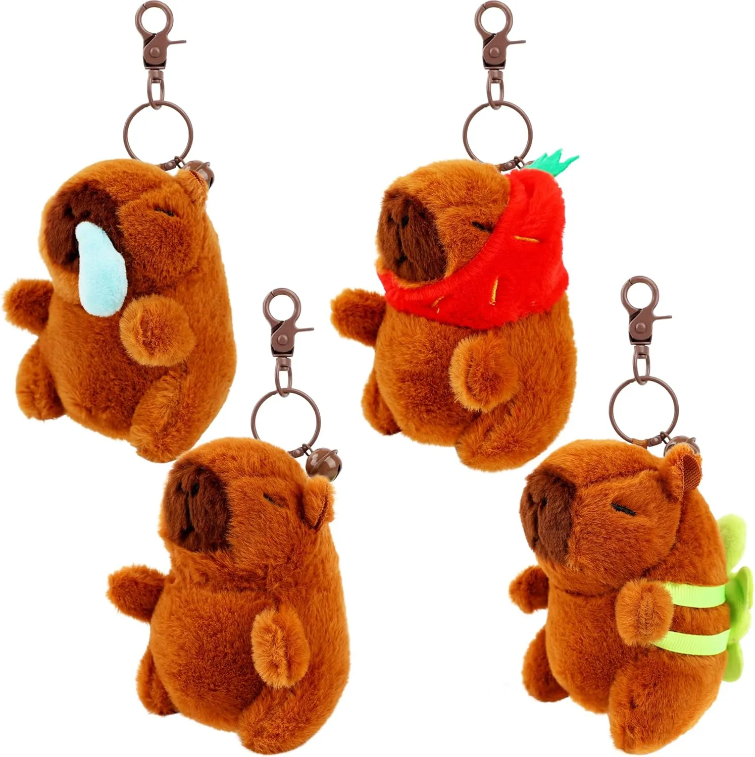 4 Pcs Capybara Plush Keychain Toy Cute Capybara Stuffed Animals Toys Capybara Backpack Key Chains Capybara Pendant Decoration for Birthday Gift