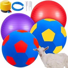 4 Pcs 2 Set Goat Ball Toy with Covers Anti Burst Training Toy with Inflator Pump Goat Balls for Play Yoga Outdoor Entertainment(Red and Purple,22inch)