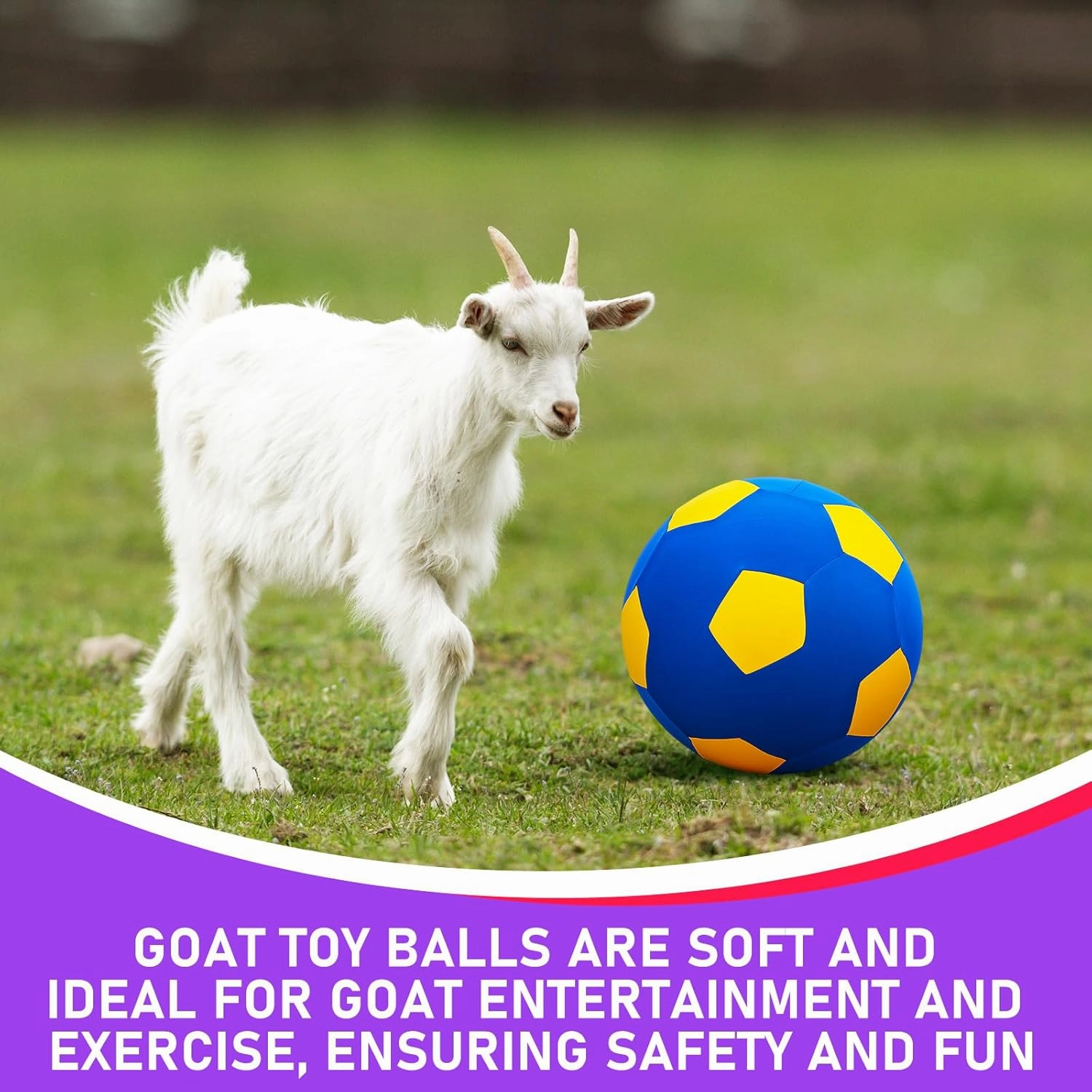 4 Pcs 2 Set Goat Ball Toy with Covers Anti Burst Training Toy with Inflator Pump Goat Balls for Play Yoga Outdoor Entertainment(Red and Purple,22inch)
