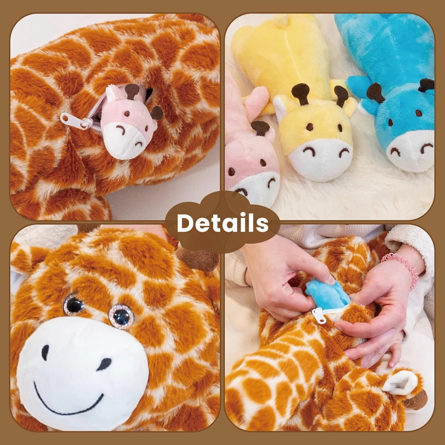 4 Pcs Weighted Giraffe Stuffed Animal, Weighted Giraffe Plush Toys for Kids, Cute Stuffed Giraffe Plush, 19.5", 3.3 lbs