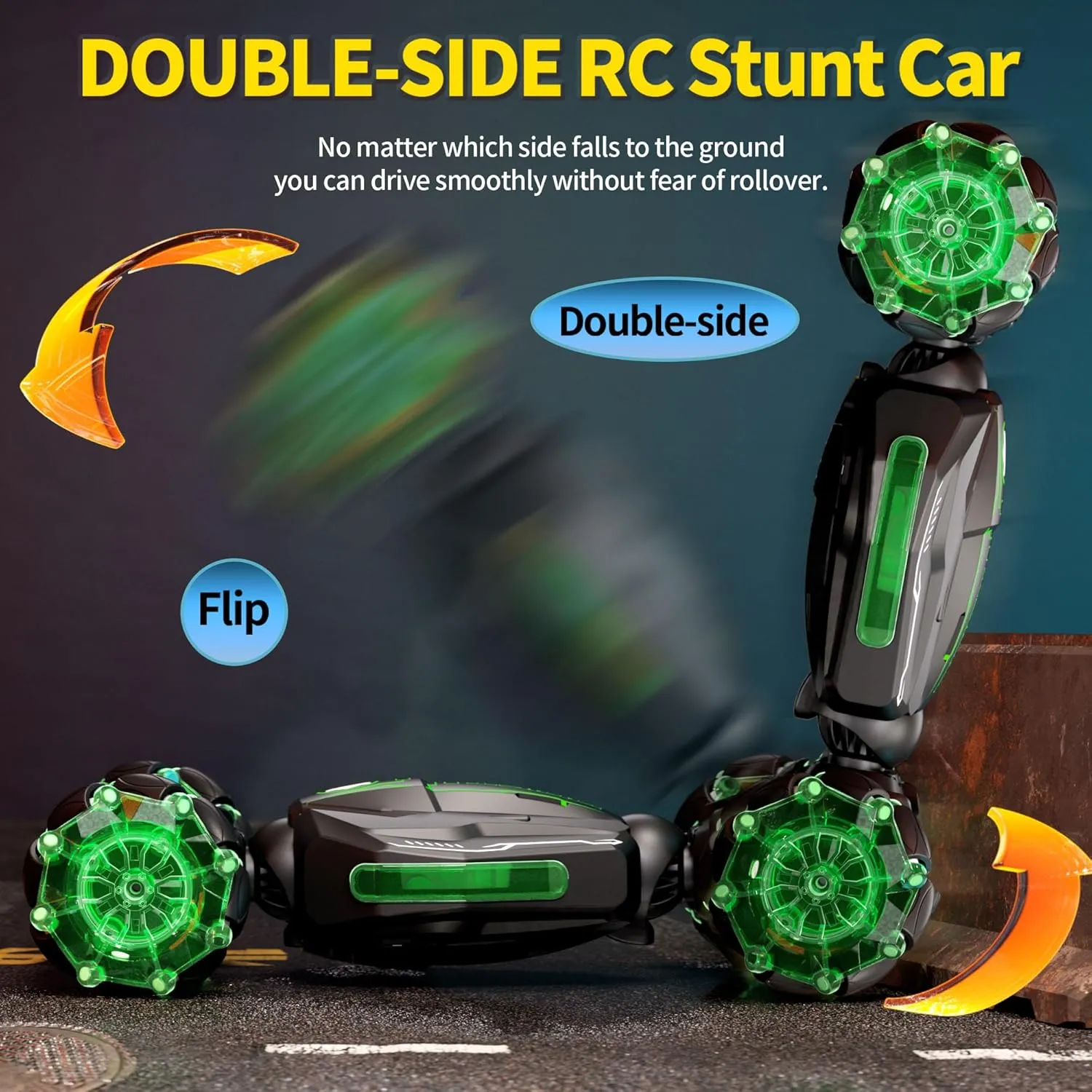 4WD Remote Control Car for Boys,2.4GHz Gesture Sensing Drift RC Cars,360°Flips Off-Road Hand Controlled RC Stunt Car with Lights Music,Toy Car Birthday Gifts for Boys Kids Age 6  (Green