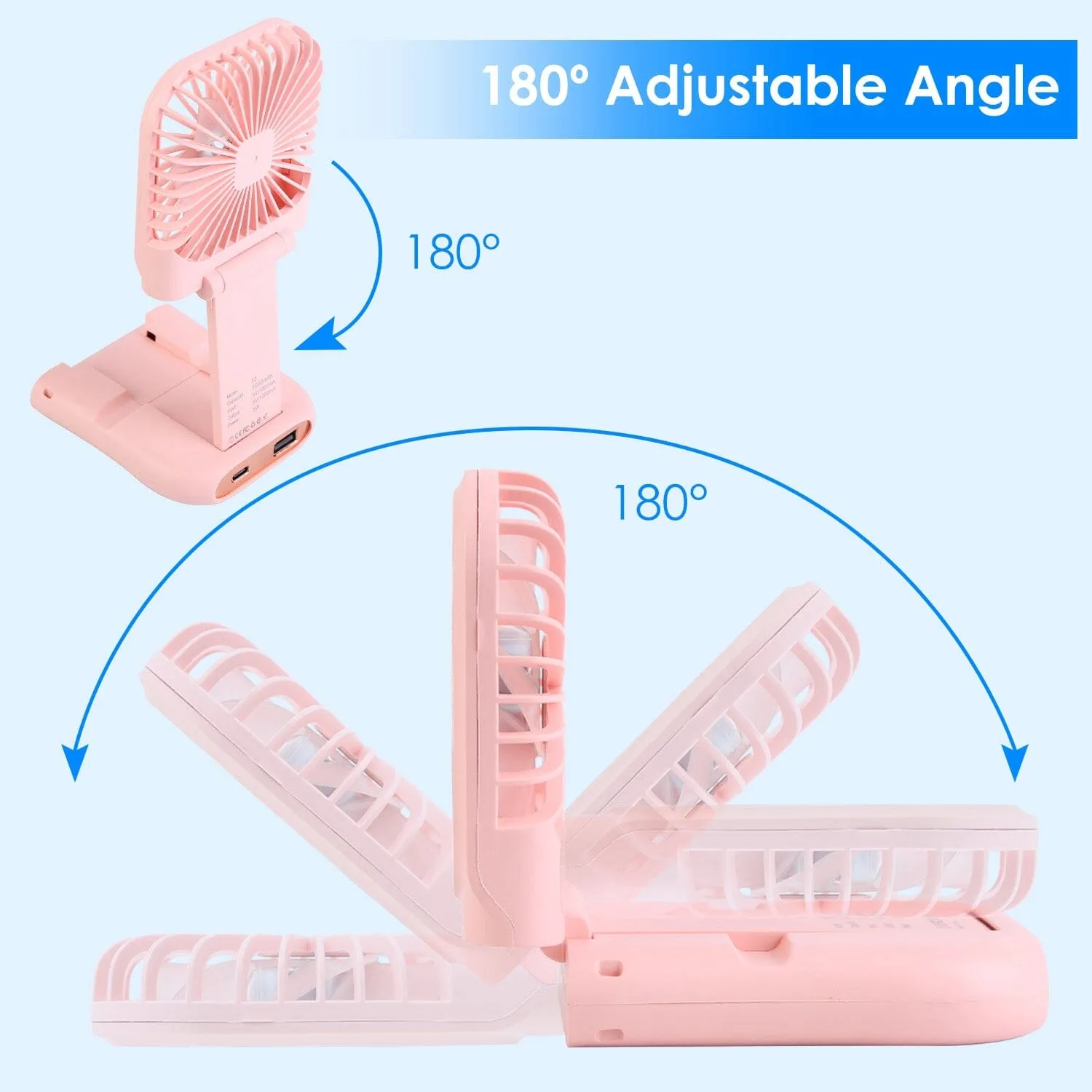 5-in-1 Folding Rechargeable Hands Free Mini Fan