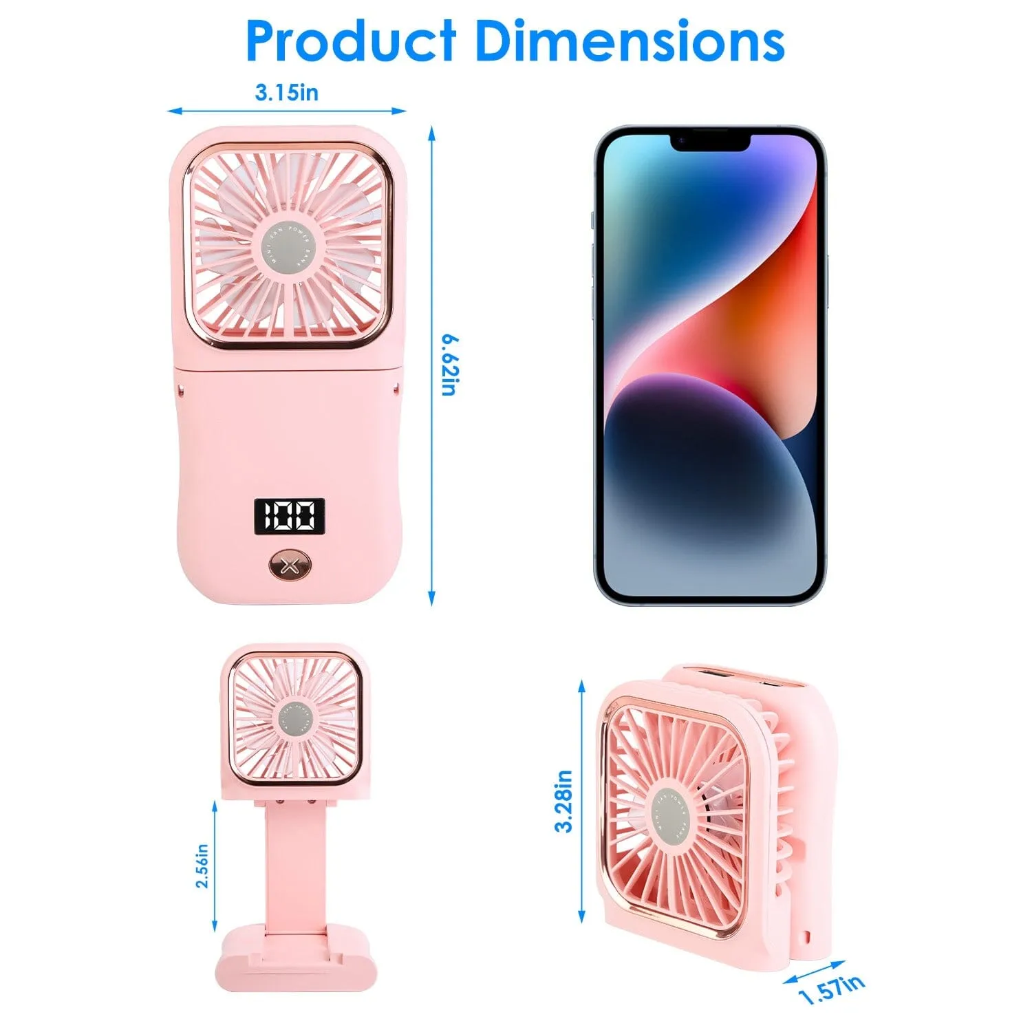 5-in-1 Folding Rechargeable Hands Free Mini Fan
