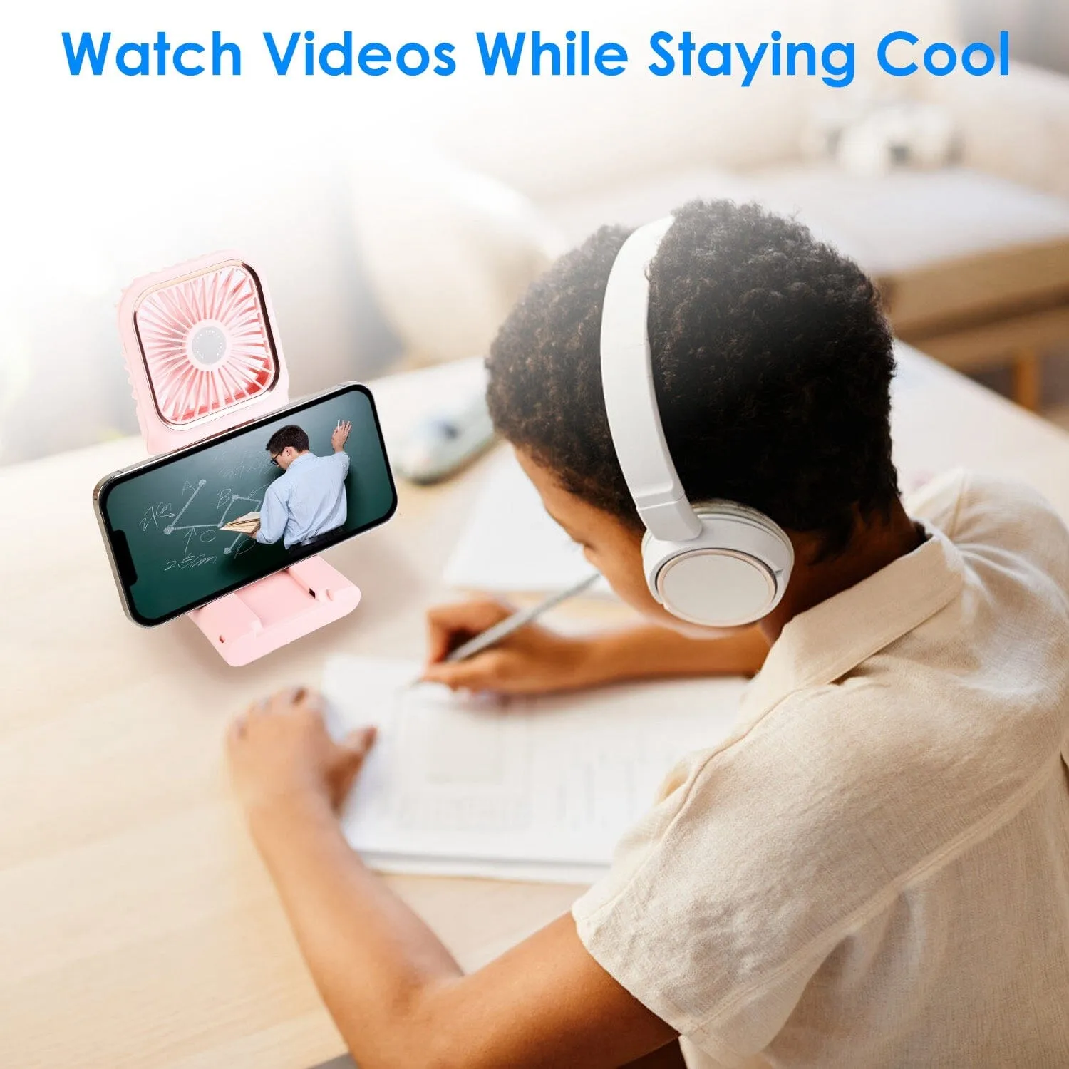 5-in-1 Folding Rechargeable Hands Free Mini Fan