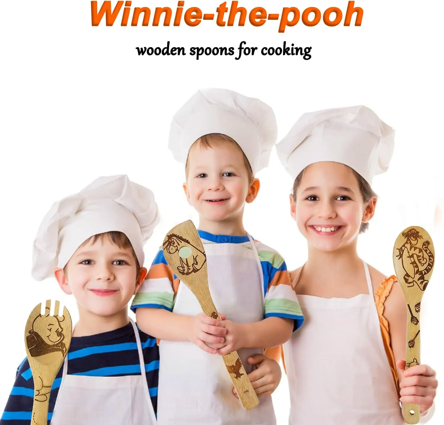 5 PCS Cartoon Wooden Spoons for Cooking,Winnie the Bear Kitchen Accessories,Cute Tiger Spatula for Kitchen Decor,Winnie Bear Kitchen Stuff,Winnie Bear Gifts for Women,Mothers Day Gifts