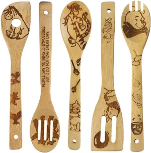 5 PCS Cartoon Wooden Spoons for Cooking,Winnie the Bear Kitchen Accessories,Cute Tiger Spatula for Kitchen Decor,Winnie Bear Kitchen Stuff,Winnie Bear Gifts for Women,Mothers Day Gifts