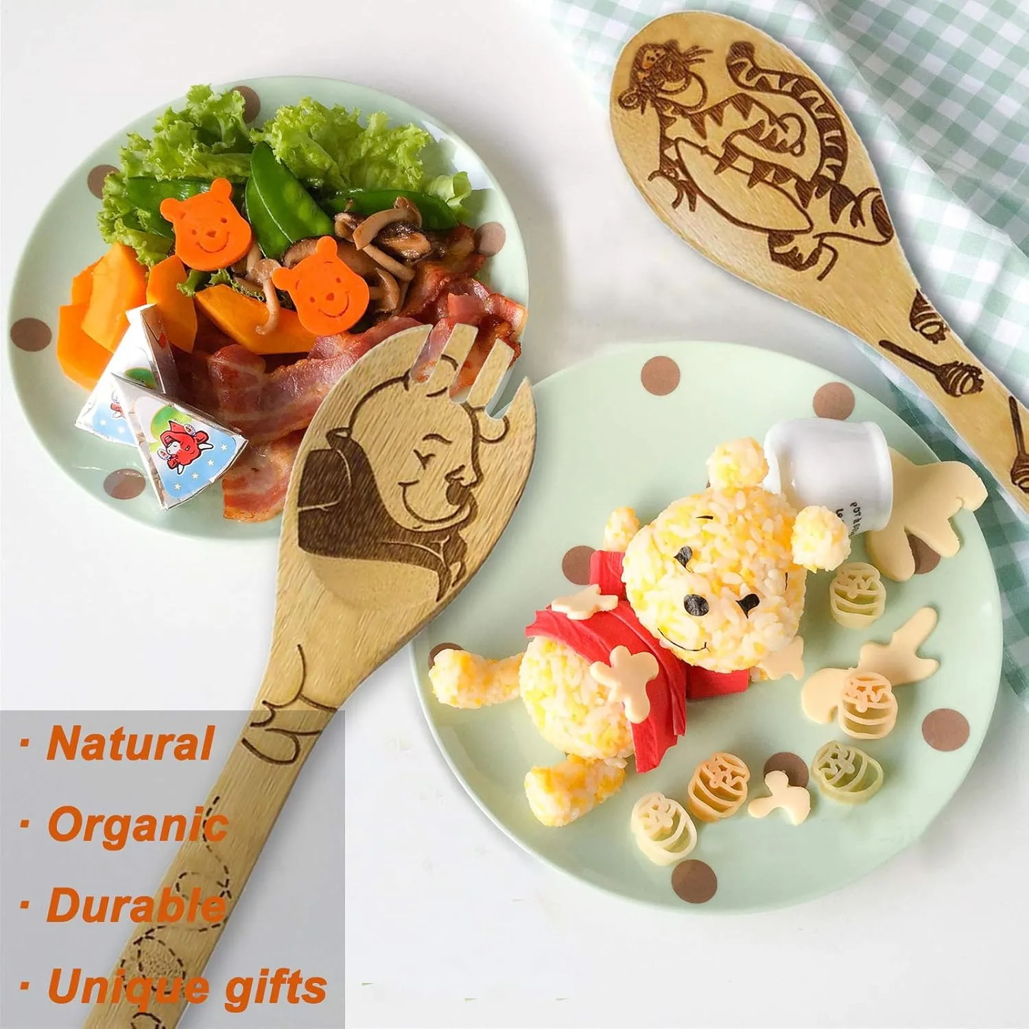 5 PCS Cartoon Wooden Spoons for Cooking,Winnie the Bear Kitchen Accessories,Cute Tiger Spatula for Kitchen Decor,Winnie Bear Kitchen Stuff,Winnie Bear Gifts for Women,Mothers Day Gifts