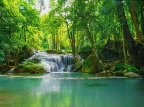 500 Pieces Jigsaw Puzzle Waterfalls and Fish Swim The Emerald Blue Water Erawan National Park Puzzles for Adults Thick Sturdy Challenging Party Games for Teens Kids Puzzle Preschool Toys Gift