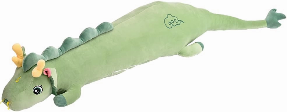 55.1in Cute Dragon Plush Long Body Pillow Dragon Stuffed Animal Plush Long Throw Sleeping Toy Giant Pillow for Girls and Boys