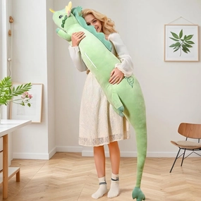55.1in Cute Dragon Plush Long Body Pillow Dragon Stuffed Animal Plush Long Throw Sleeping Toy Giant Pillow for Girls and Boys