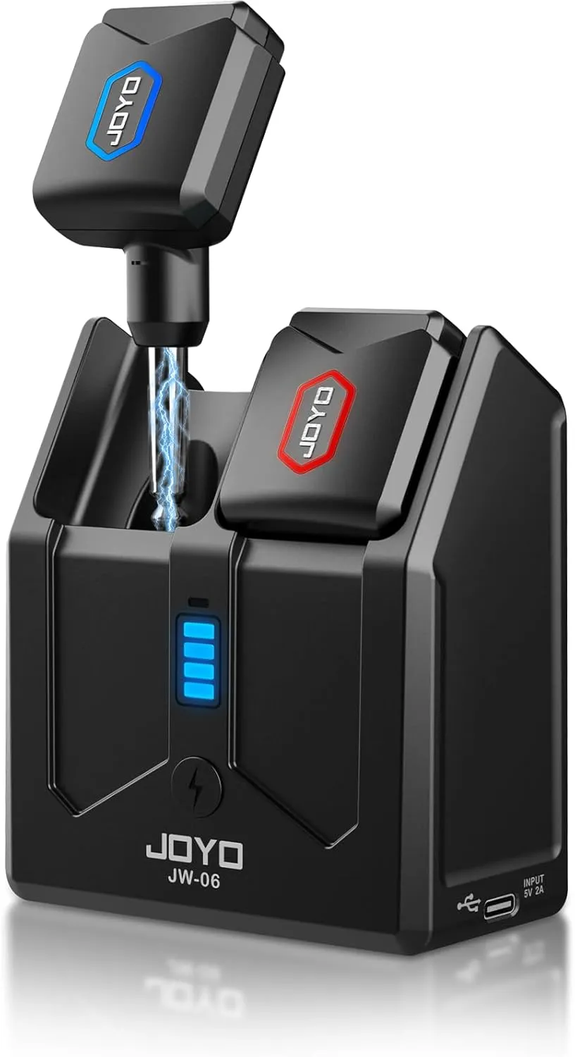 5.8Ghz Wireless Guitar Transmitter Receiver Guitar System with Charging Box for Electric Guitar Bass 4 Audio Channels (JW-06)