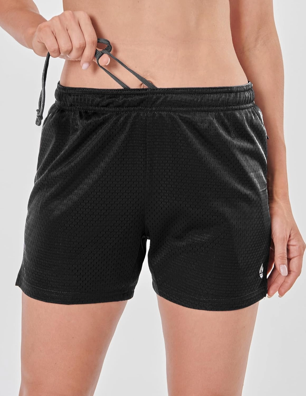 5-Pack Women's Athletic Shorts Mesh Basketball, Ladies Active Loose Pull-On Shorts with Zipper Pockets, 5" Inseam