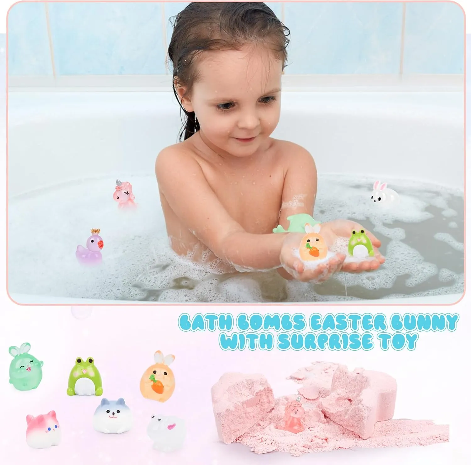 6 Pack Easter Bath Bombs,Bunny Bath Bomb with Surprise Inside,Easter Basket Stuffers,Rabbit Bath Salt for Party Favor Easter Gifts
