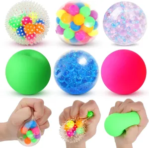 6 Set Squishy Sensory Stress Squeezing Balls forAdults: Best Calming Tool to Relieve Anxiety, Vent Mood and Improve Focus, Easter Basket Stuffers for Kids, Goodie Bag Stuffers