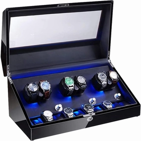 6 10 Watch Winder for Automatic Watches Soft Flexible Watch Pillow LED Illumination Quiet Motor Piano Paint Exterior