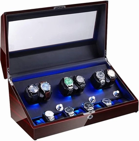 6 10 Watch Winder for Automatic Watches Soft Flexible Watch Pillow Led Illumination Quiet Motor Piano Paint Exterior Accessories