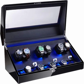 6 10 Watch Winder for Automatic Watches Soft Flexible Watch Pillow LED Illumination Quiet Motor Piano Paint Exterior Watch Winder Display Watch Box Watch Storage Gift