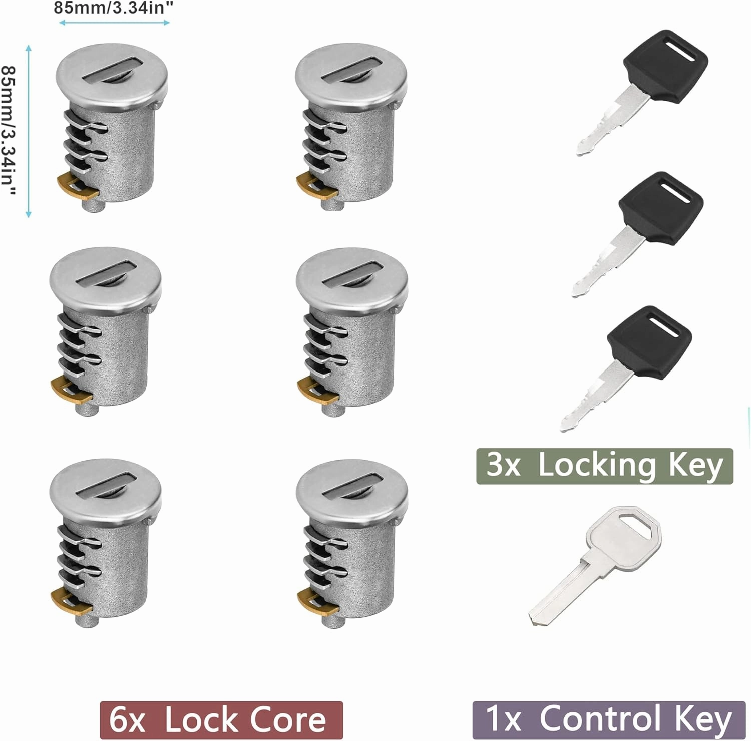 6 Pack Lock Cores for Yakima SKS Car Roof Rack System Components, Lock Cylinders Compatible with Yakima Roof Rack Locks, Universal for All Yakima Lockable Accessories