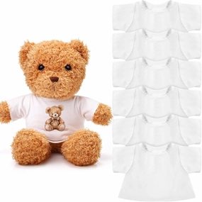 6 Pcs Sublimation Stuffed Bear Shirt Clothes Fit 8-12 Inch Stuffed Animal Blank Plush Bear Tshirts Tee Shirt for DIY Make Unique Stuffed Doll Outfit