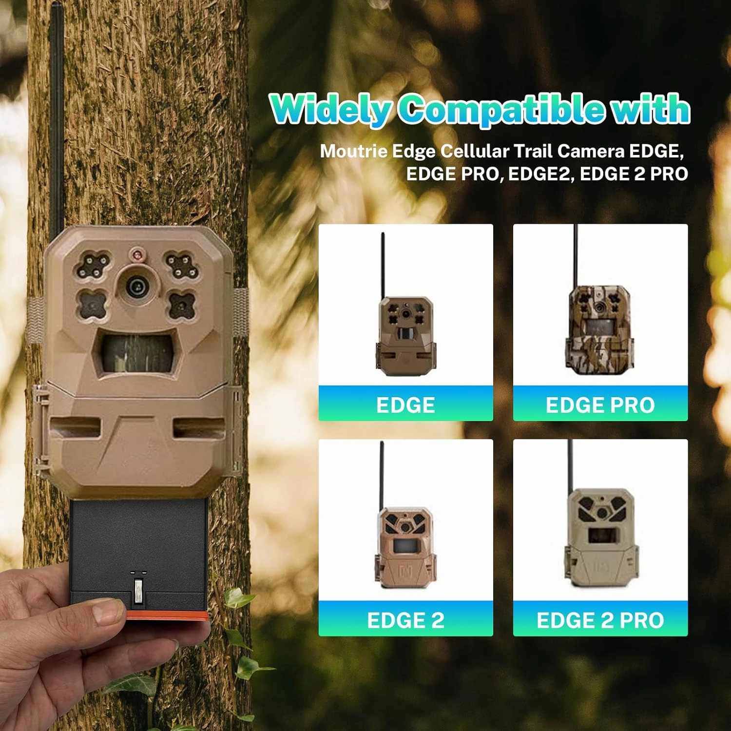 7200mAh Rechargeable Battery for Edge Series Cellular Trail Camera, High Capacity Lithium-Ion Battery Compatible with Moultrie Edge, Edge PRO, Edge 2, Edge 2 PRO