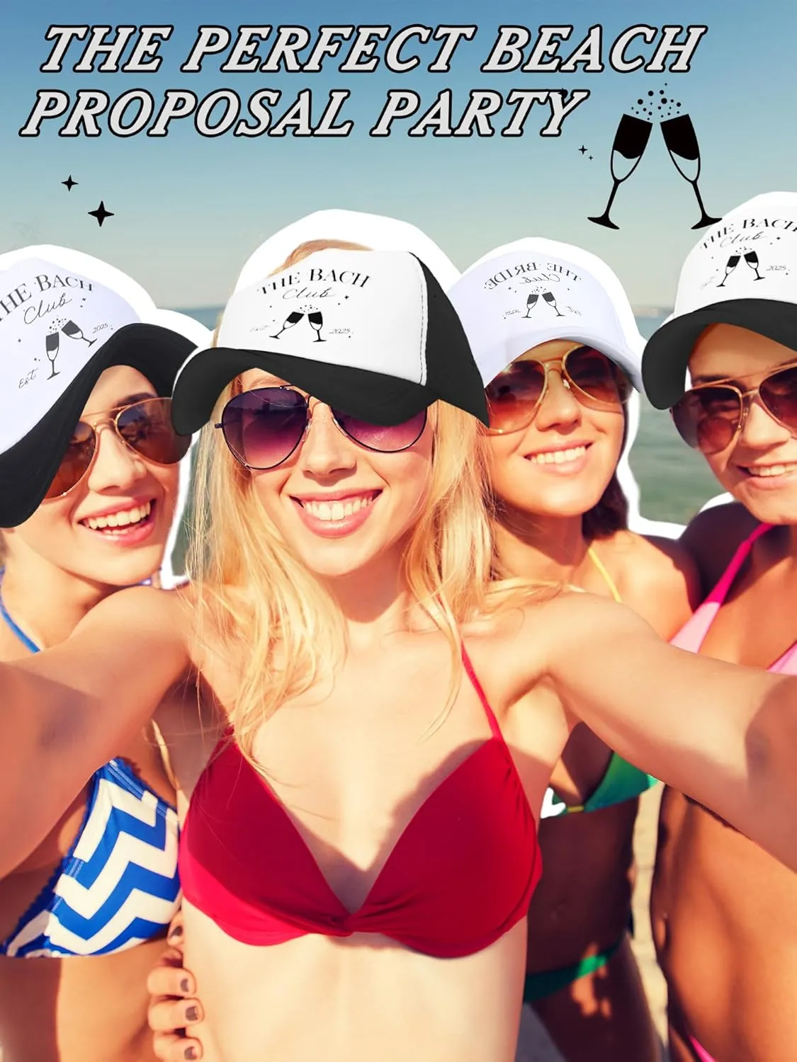 8 Pack Social Club Bachelorette Party Hats Include 1 Pack The Bride Cap and 7 Pcs The Bach Club Trucker Cap