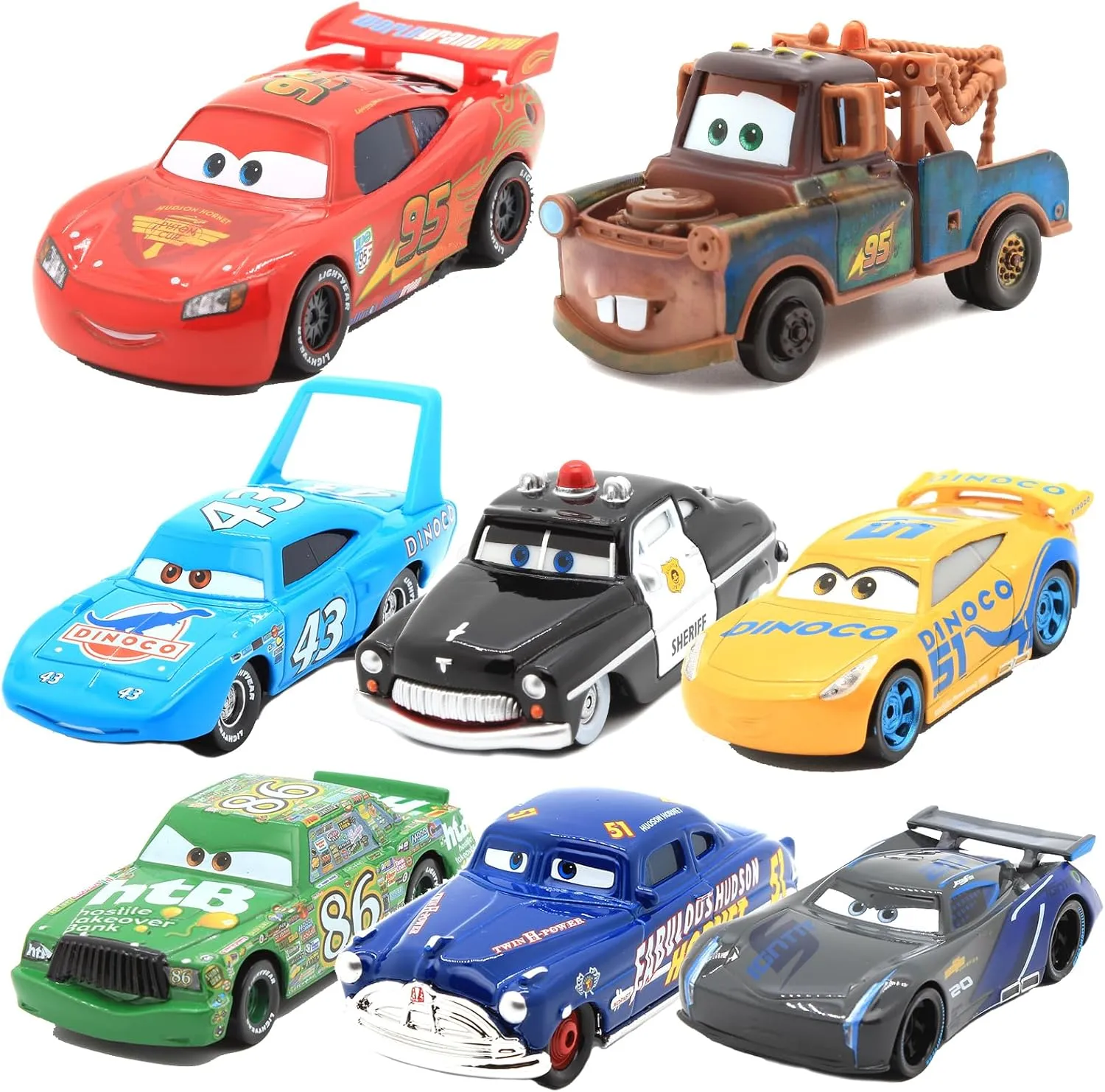 8 Pcs Car Toys, Car Movie Die-cast Toy Car Set, 1:55 Ratio, Birthday Gifts for The Kids (8 Pieces)