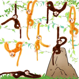 8 Pcs Hanging Monkey Stuffed Animal Toys Plush Monkey Toy Cute Soft Lifelike Monkey Plush Toys for Jungle Forest Animal Theme Party Favors Birthday Gift, 24 Inch (Color Set 1)