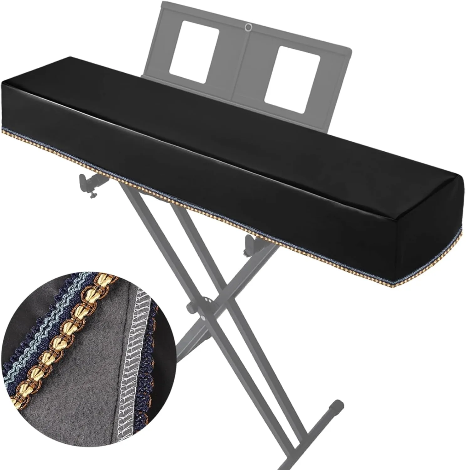 88 Key Piano Keyboard Cover,Black Leather Luxury Soft Digital Piano Dust Cover,Electronic Keyboard Waterproof Dustproof Protective Piano Covers Fits for Most 88 Keys