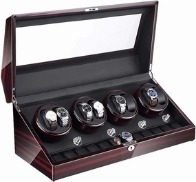 8 12 Automatic Watch Winder Box with Led Illumination Quiet Motor Piano Paint Exterior Large Capacity 4 Rotation Modes Accessories