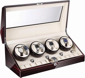 8 12 Automatic Watch Winder Box with LED Illumination Quiet Motor Piano Paint Exterior Large Capacity 4 Rotation Modes Watch Winder Display Watch Box Watch Storage Gift