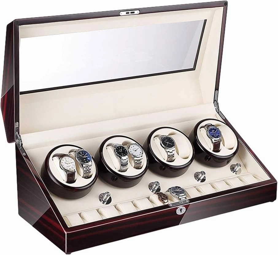 8 12 Automatic Watch Winder Box with LED Illumination Quiet Motor Piano Paint Exterior Large Capacity 4 Rotation Modes Watch Winder Display Watch Box Watch Storage Gift