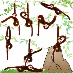 8 Pcs Hanging Monkey Stuffed Animal Toys Plush Monkey Toy Cute Soft Lifelike Monkey Plush Toys for Jungle Forest Animal Theme Party Favors Birthday Gift, 24 Inch (Color Set 2)