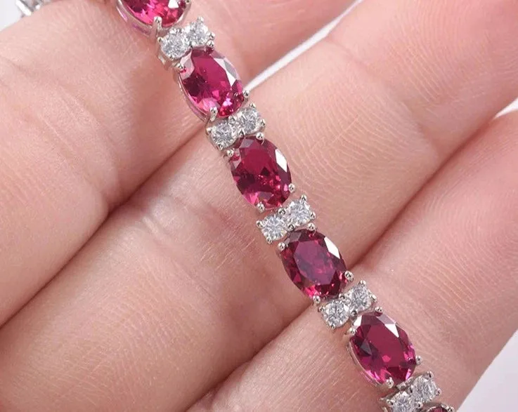 925 silver Ruby Tennis Bracelet - SSBL030-Serenity