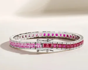 925 silver Ruby Tennis Bracelet - SSBL030-Serenity
