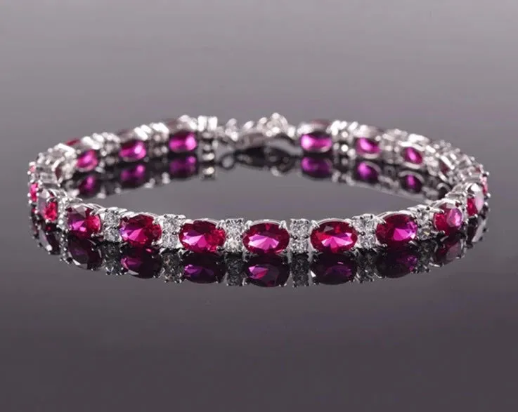 925 silver Ruby Tennis Bracelet - SSBL030-Serenity