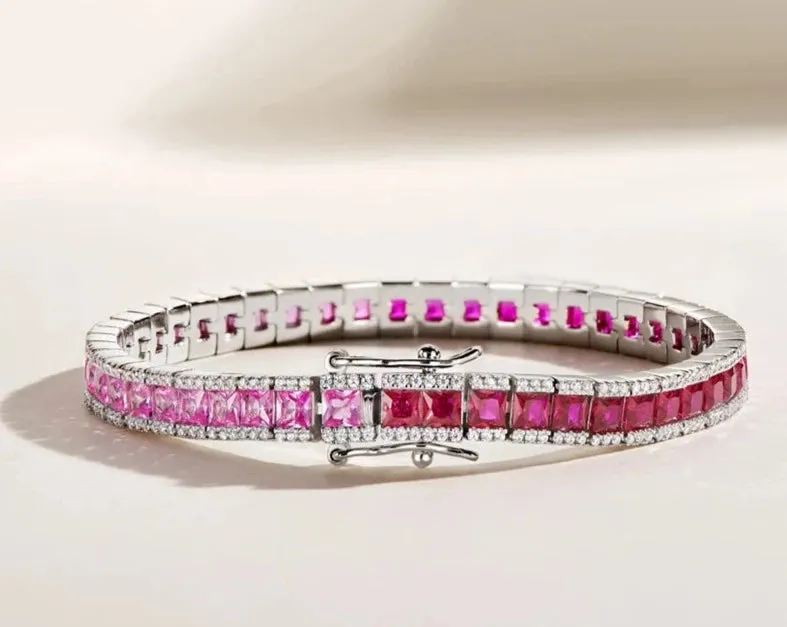 925 silver Ruby Tennis Bracelet - SSBL030-Serenity