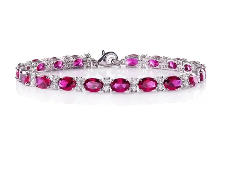 925 silver Ruby Tennis Bracelet - SSBL030-Serenity