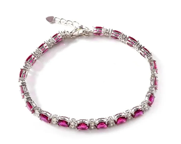 925 silver Ruby Tennis Bracelet - SSBL030-Serenity
