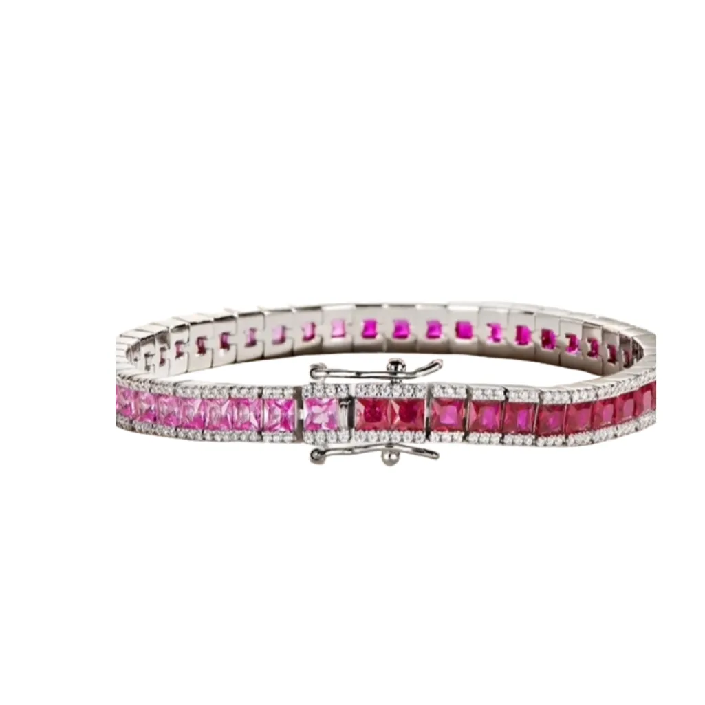 925 silver Ruby Tennis Bracelet - SSBL030-Serenity