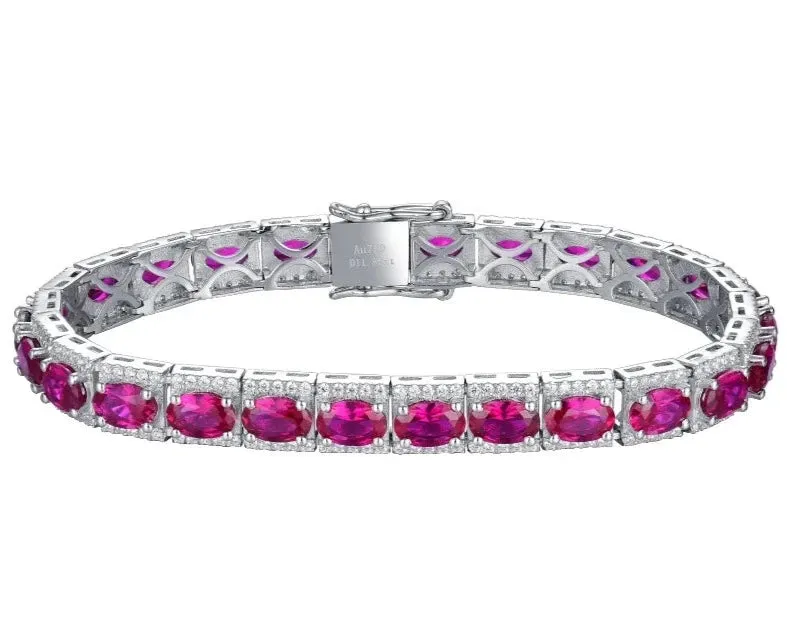 925 silver Ruby Tennis Bracelet - SSBL030-Serenity