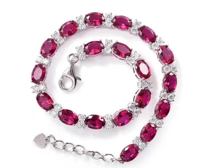 925 silver Ruby Tennis Bracelet - SSBL030-Serenity