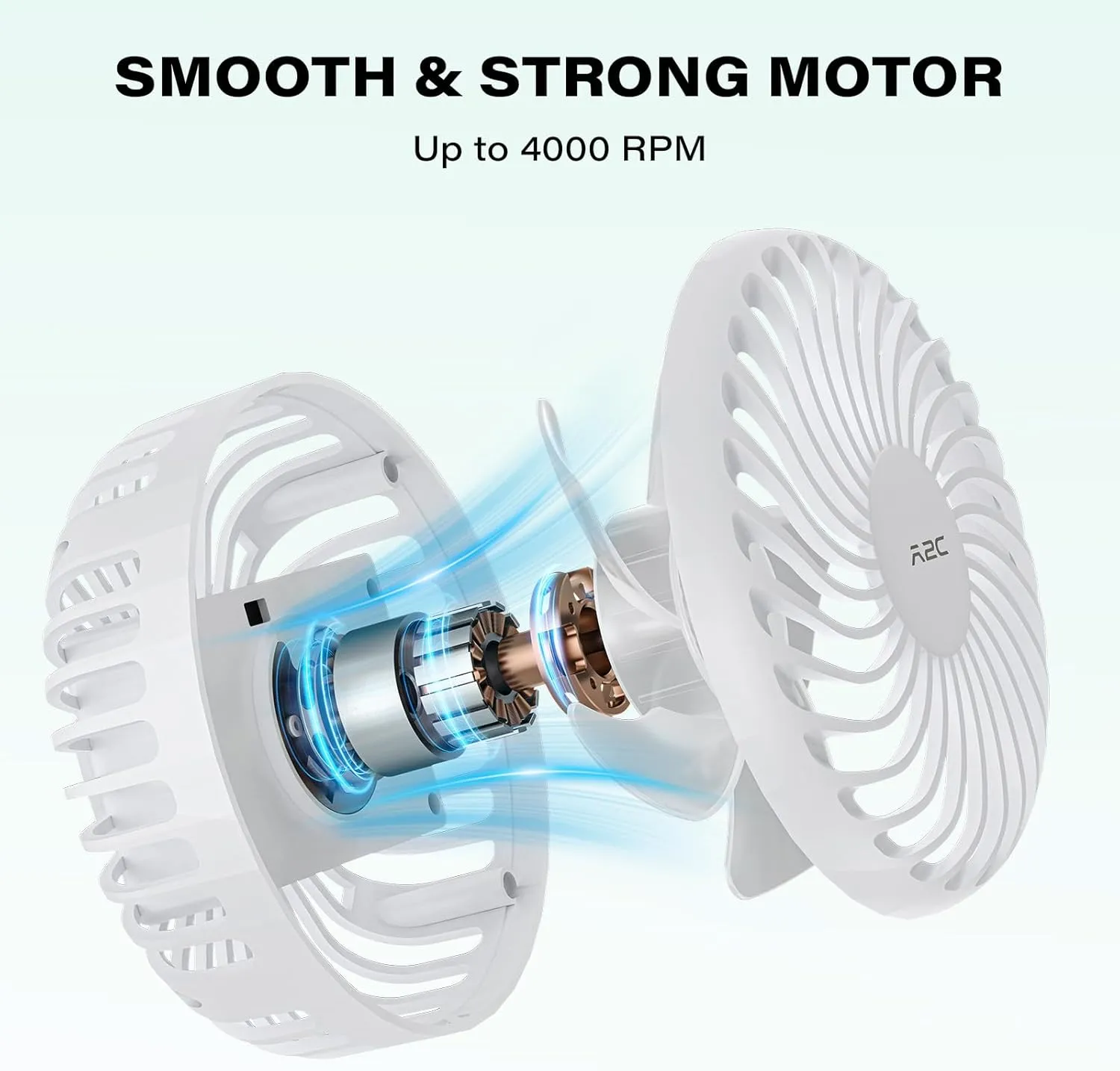 A2C Golf Cart Fan Rechargeable Magnetic Base Battery Operated Portable Fan 3 Speeds 4000 RPM Strong Airflow Compatible with Yamaha, EZGO, Club Car - 360° Rotatable Golf Cart Accessories
