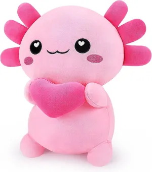 Achwishap Axolotl Plush,Axolotl Stuffed Animal Plush Toys,14” Salamander Plushies,Cute Plushies Soft Newt Plushy Kawaii Plushies Huggging Pillow,Cuddly Animal Body Pillow for Birthday(Pink)