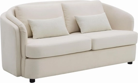 Acme Mariko Upholstered Loveseat with 2 Pillows in Beige