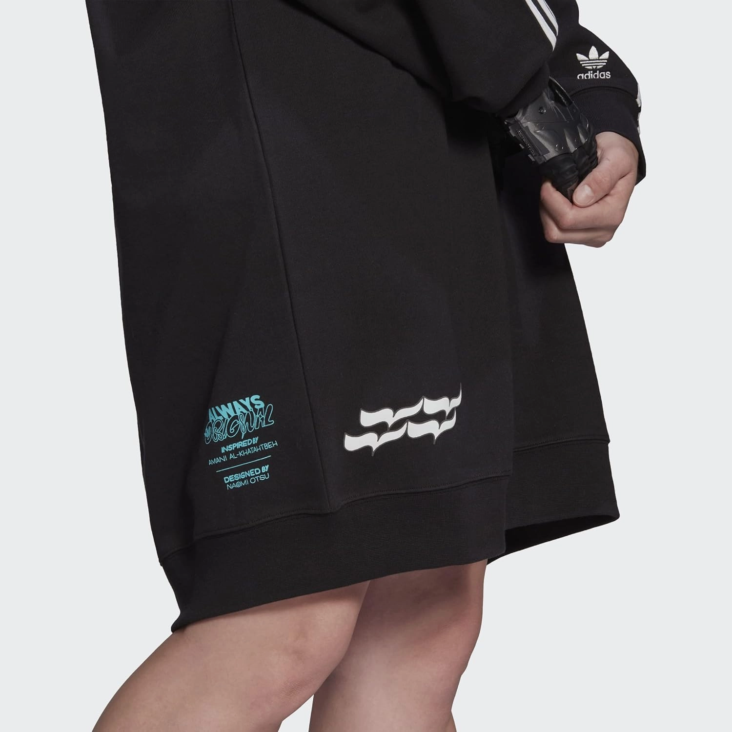 adidas Originals Womens Always Original Sweatshirt Dress with Hood, Black