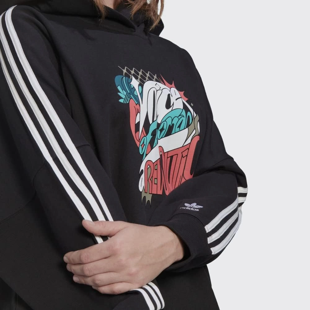 adidas Originals Womens Always Original Sweatshirt Dress with Hood, Black